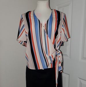 Express Flutter sleeve wrap front blouse